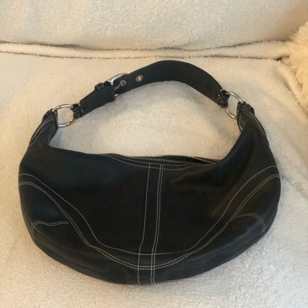 Black leather authentic Coach purse.